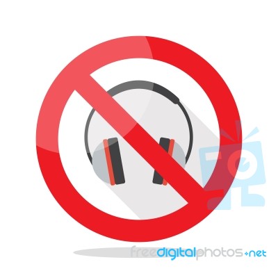 No Headphones Prohibition Sign Stock Image