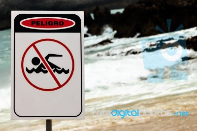 No Swimming Sign Stock Photo