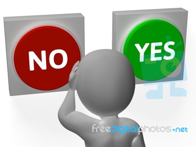 No Yes Buttons Show Rejection Or Granted Stock Image
