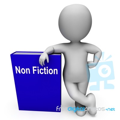Non Fiction Book And Character Shows Educational Text Or Facts Stock Image
