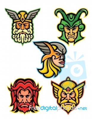 Norse Gods Mascot Collection Stock Image