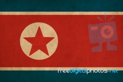 North Korea Flag Drawing ,grunge And Retro Flag Series Stock Image