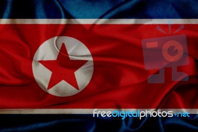 North Korea Grunge Waving Flag Stock Image