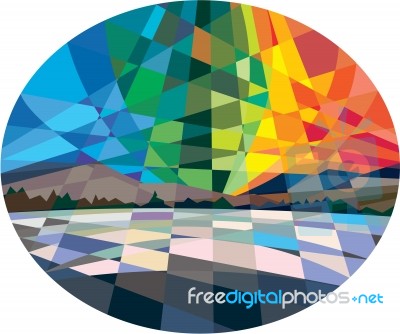 Northern Lights Aurora Borealis Low Polygon Stock Image