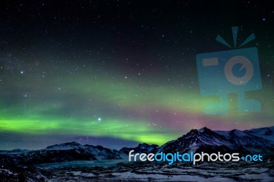 Northern Lights Southern Iceland Stock Photo