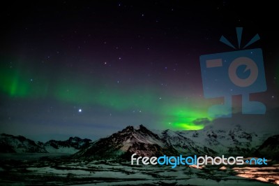 Northern Lights Southern Iceland Stock Photo