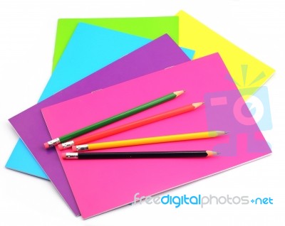 Notebook And Pencil Stock Photo