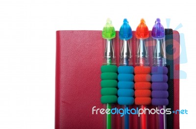 Notebook And Pens Stock Photo
