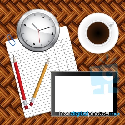 Notebook, Coffee And Office Supplies,business Theme Stock Image