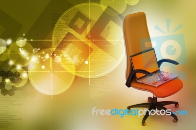 Notebook On The Chair. Isolated O The White Background Stock Image
