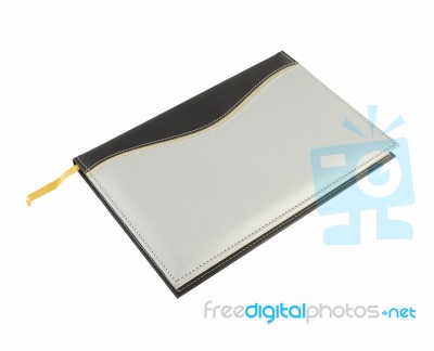 Notebook Silver Cover Closed On White Background Stock Photo