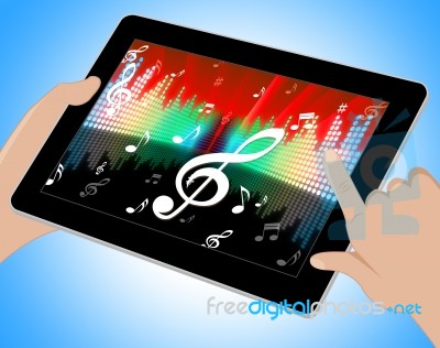Notes Equaliser Represents Sound Track And Abstract Tablet Stock Image