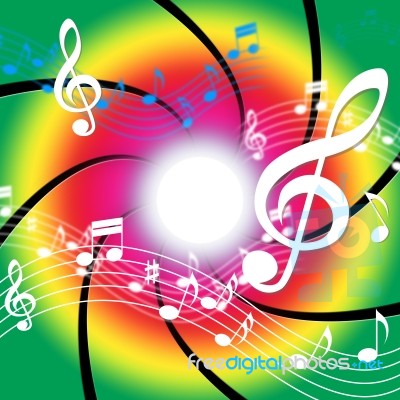 Notes Music Means Bass Clef And Audio Stock Image