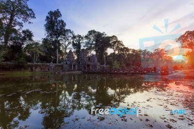 Noth Gate Of Angkor Thom Stock Photo