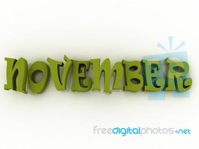 November Sign With Colour. 3d Paper Illustration Stock Image