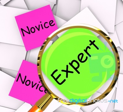 Novice Expert Post-it Papers Mean Amateur Or Skilled Stock Image