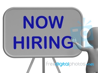 Now Hiring Whiteboard Means Job Vacancy And Employment Stock Image