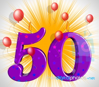 Number Fifty Party Mean Red Wax Or Bright Flame Stock Image