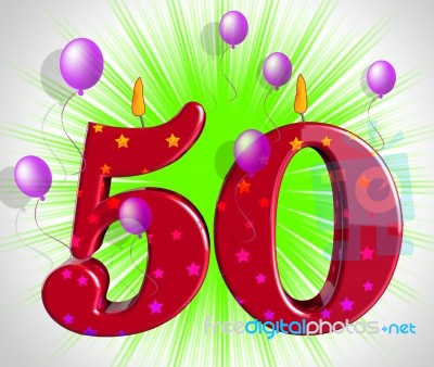 Number Fifty Party Show Fiftieth Birthday Candles Or Celebration… Stock Image