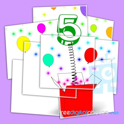 Number Five Surprise Box Displays Surprise Party Or Festivity Stock Image