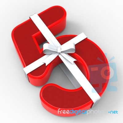 Number Five With Ribbon Means Creativity And Graphic Design Stock Image
