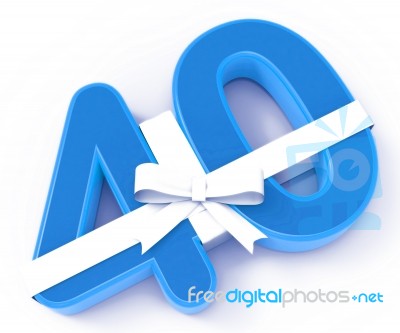 Number Forty With Ribbon Displays Fortieth Anniversary Or Rememb… Stock Image