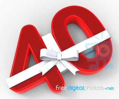 Number Forty With Ribbon Means Fortieth Anniversary Or Remembran… Stock Image