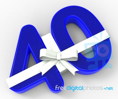 Number Forty With Ribbon Shows Special Event Or Celebration Stock Image