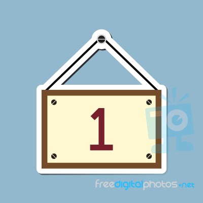 Number One With Hanging Wooden Sign Board Stock Image
