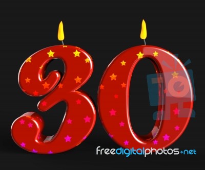 Number Thirty Candles Mean Red Cake Candles Or Birthday Candles Stock Image