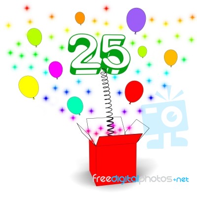 Number Twenty Five Surprise Box Means Beautiful Creativity And S… Stock Image