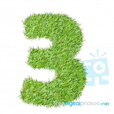 Numbers From The Green Grass, Isolated On White Stock Photo