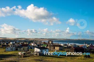 Numerous Houses Of Fishermen And Hippies On The Uruguayan Coast Stock Photo