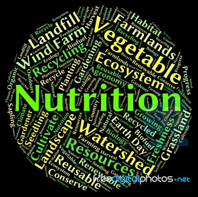 Nutrition Word Shows Nutrients Food And Words Stock Image