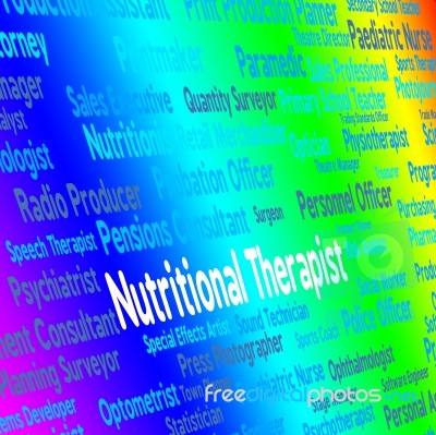 Nutritional Therapist Represents Work Nutriment And Foods Stock Image