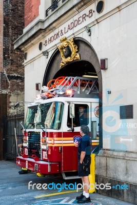 Nyfd Vehicle In Midtown Manhattan Stock Photo Nyfd Vehicle In Midtown Manhattan Stock Photo