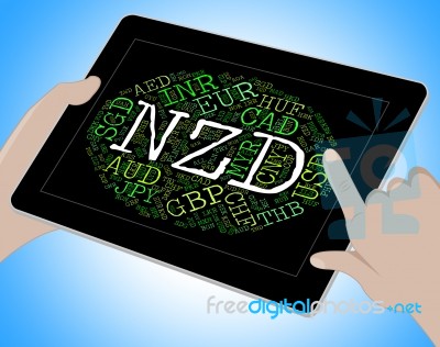 Nzd Currency Shows New Zealand Dollar And Coin Stock Image