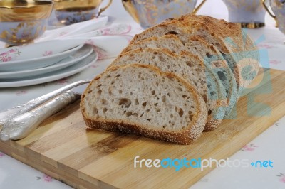 Oat Bread Slices Stock Photo
