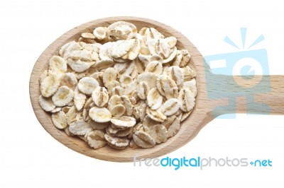 Oats On Wooden Spoon Stock Photo