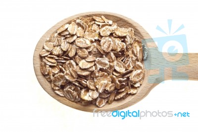 Oats On Wooden Spoon Stock Photo