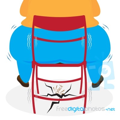 Obese Woman Sitting On A Red Chair Stock Image