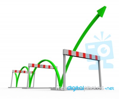 Obstacle Overcome Indicates Conquering Adversity And Challenge Stock Image