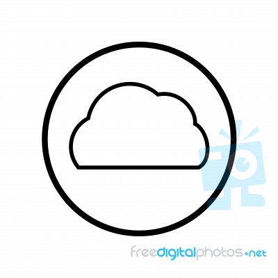 Of Cloud Icon In Circle Line -  Iconic Design Stock Image