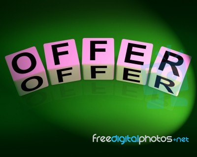 Offer Dice Mean Promote Propose And Submit Stock Image