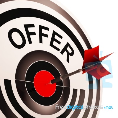 Offer Target Shows Discounts Reductions Or Sales Stock Image