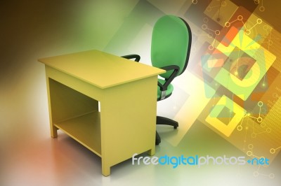 Office Chair And Computer Table Stock Image