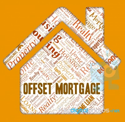 Offset Mortgage Shows Home Loan And Borrow Stock Image