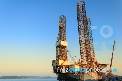 Offshore Jack Up Rig Stock Photo