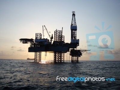 Offshore Jack Up Rig Stock Photo