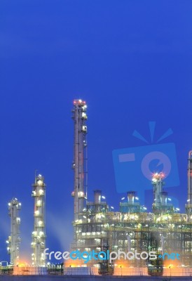 Oil Refinery At Twilight Stock Photo